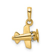 14k w/ White Rhodium 3D Diamond-cut Airplane Pendant
