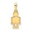 14k w/ White Rhodium Diamond-cut Robot Pendant