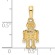 14k w/ White Rhodium Diamond-cut Robot Pendant