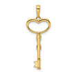 14k and White Rhodium Diamiond-cut Heart Key Pendant