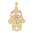 14k & White Rhodium D/C Evil Eye Hamsa Pendant