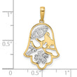 14k & White Rhodium D/C Good Luck Symbols on Hamsa Pendant