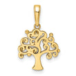 14k and White Rhodium Diamond-cut Tree of Life Pendant