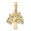 14k and White Rhodium Diamond-cut Tree of Life Pendant