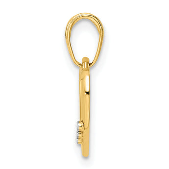 14k and White Rhodium Diamond-cut Heart Pendant