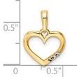 14k and White Rhodium Diamond-cut Heart Pendant