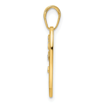 14k and White Rhodium Diamond-cut Tree of Life Heart Pendant