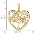 14k and White Rhodium Diamond-cut Tree of Life Heart Pendant