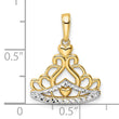 14k and White Rhodium Diamond-cut Crown Pendant
