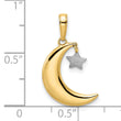 14k & White Rhodium Moon w/ Dangle Star Pendant