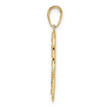 14k & White Rhodium D/C Fancy Hamsa Pendant