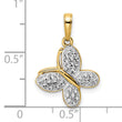 14k and White Rhodium Diamond-cut Fancy Butterfly Pendant