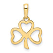 14k and White Rhodium Diamond-cut Clover Pendant