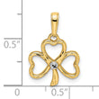 14k and White Rhodium Diamond-cut Clover Pendant