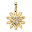 14K and White Rhodium Diamond-cut Flower Pendant