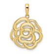 14k and White Rhodium Diamond-cut Flower Pendant
