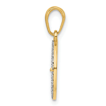 14K w/White Rhodium Diamond-cut Four-leaf Clover Pendant