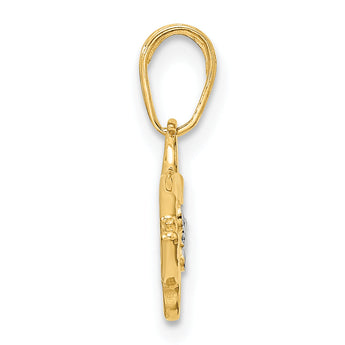 14k and White Rhodium D/C Fish Pendant