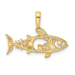 14k and White Rhodium D/C Fish Pendant
