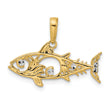 14k and White Rhodium D/C Fish Pendant