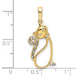 14k and White Rhodium Diamond-cut Cat Pendant