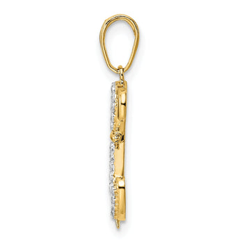 14k and White Rhodium Diamond-cut Sitting Puppy Pendant