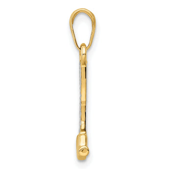 14k and White Rhodium D/C Hammer Pendant