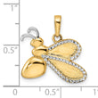 14K w/White Rhodium Diamond-cut Bumblebee Pendant