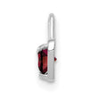 14K White Gold January Birthstone Heart Charm with Red Synthetic Gem