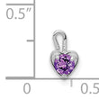 14K White Gold Heart Charm with February Synthetic Birthstone Elegant Rhodium Finish
