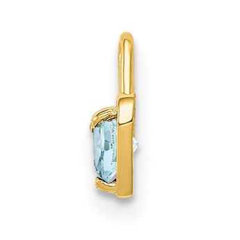 14K Yellow Gold Heart Charm with March Synthetic Birthstone Elegant and Gift-Ready