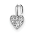 14K White Gold Heart Charm with April Synthetic Birthstone Elegant Rhodium Finish