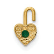 14K Gold May Birthstone Heart Charm with Synthetic Emerald Elegant and Petite Design