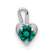 14K White Gold May Birthstone Heart Charm with Green Synthetic Gem
