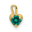 14K Gold May Birthstone Heart Charm with Synthetic Emerald Elegant and Petite Design