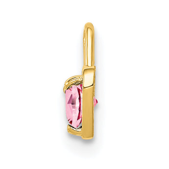 14K Gold October Pink Synthetic Birthstone Heart Charm Elegant and Gift Ready