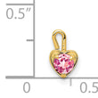 14K Gold October Pink Synthetic Birthstone Heart Charm Elegant and Gift Ready