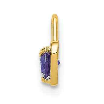 14K Yellow Gold June Birthstone Heart Charm with Synthetic Purple Stone