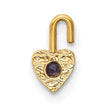 14K Yellow Gold June Birthstone Heart Charm with Synthetic Purple Stone