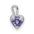 14K White Gold June Birthstone Heart Charm with Purple Stone