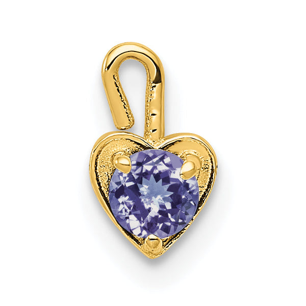 14K Yellow Gold June Birthstone Heart Charm with Synthetic Purple Stone