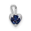 14K White Gold September Birthstone Heart Charm with Blue Synthetic Gem