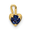 14K Gold September Birthstone Heart Charm with Blue Synthetic Gem