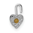 14K White Gold November Birthstone Heart Charm with Textured Back