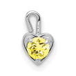 14K White Gold November Birthstone Heart Charm with Textured Back