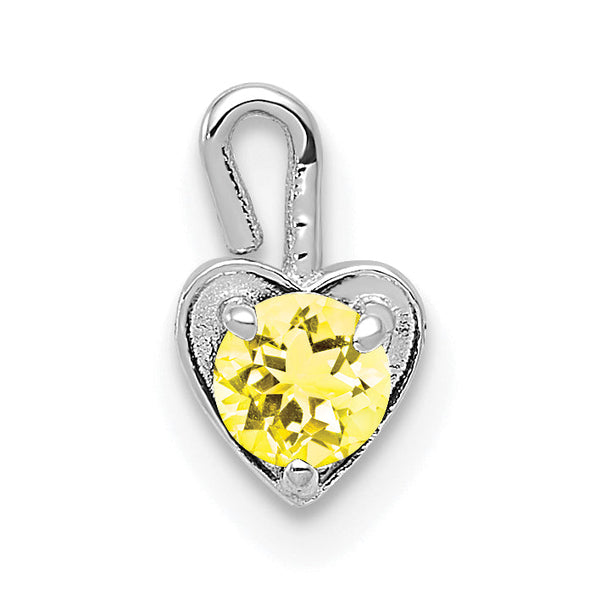 14K White Gold November Birthstone Heart Charm with Textured Back