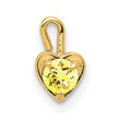 14K Gold November Synthetic Birthstone Heart Charm Elegant Textured Design