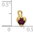 14K Gold July Synthetic Birthstone Heart Charm Elegant Red Gem Design
