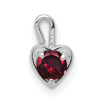14K White Gold July Birthstone Heart Charm with Synthetic Ruby