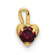 14K Gold July Synthetic Birthstone Heart Charm Elegant Red Gem Design